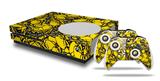 WraptorSkinz Decal Skin Wrap Set works with 2016 and newer XBOX One S Console and 2 Controllers Scattered Skulls Yellow