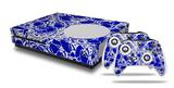 WraptorSkinz Decal Skin Wrap Set works with 2016 and newer XBOX One S Console and 2 Controllers Scattered Skulls Royal Blue