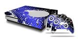WraptorSkinz Decal Skin Wrap Set works with 2016 and newer XBOX One S Console and 2 Controllers Halftone Splatter White Blue