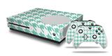 WraptorSkinz Decal Skin Wrap Set works with 2016 and newer XBOX One S Console and 2 Controllers Houndstooth Seafoam Green
