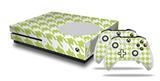 WraptorSkinz Decal Skin Wrap Set works with 2016 and newer XBOX One S Console and 2 Controllers Houndstooth Sage Green