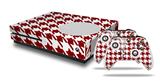 WraptorSkinz Decal Skin Wrap Set works with 2016 and newer XBOX One S Console and 2 Controllers Houndstooth Red Dark