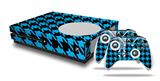 WraptorSkinz Decal Skin Wrap Set works with 2016 and newer XBOX One S Console and 2 Controllers Houndstooth Blue Neon on Black