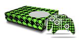 WraptorSkinz Decal Skin Wrap Set works with 2016 and newer XBOX One S Console and 2 Controllers Houndstooth Neon Lime Green on Black