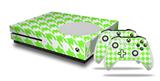 WraptorSkinz Decal Skin Wrap Set works with 2016 and newer XBOX One S Console and 2 Controllers Houndstooth Neon Lime Green