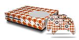 WraptorSkinz Decal Skin Wrap Set works with 2016 and newer XBOX One S Console and 2 Controllers Houndstooth Burnt Orange