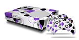 WraptorSkinz Decal Skin Wrap Set works with 2016 and newer XBOX One S Console and 2 Controllers Lots of Dots Purple on White