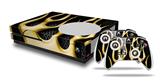 WraptorSkinz Decal Skin Wrap Set works with 2016 and newer XBOX One S Console and 2 Controllers Metal Flames Yellow