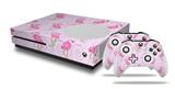 WraptorSkinz Decal Skin Wrap Set works with 2016 and newer XBOX One S Console and 2 Controllers Flamingos on Pink
