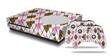 WraptorSkinz Decal Skin Wrap Set works with 2016 and newer XBOX One S Console and 2 Controllers Argyle Pink and Brown
