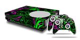 WraptorSkinz Decal Skin Wrap Set works with 2016 and newer XBOX One S Console and 2 Controllers Twisted Garden Green and Hot Pink