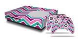 WraptorSkinz Decal Skin Wrap Set works with 2016 and newer XBOX One S Console and 2 Controllers Zig Zag Teal Pink Purple