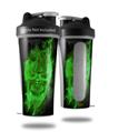 Skin Decal Wrap works with Blender Bottle 28oz Flaming Fire Skull Green (BOTTLE NOT INCLUDED)