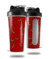 Skin Decal Wrap works with Blender Bottle 28oz Christmas Holly Leaves on Red (BOTTLE NOT INCLUDED)