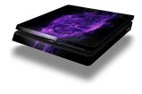 Vinyl Decal Skin Wrap compatible with Sony PlayStation 4 Slim Console Flaming Fire Skull Purple (PS4 NOT INCLUDED)
