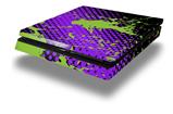 Vinyl Decal Skin Wrap compatible with Sony PlayStation 4 Slim Console Halftone Splatter Green Purple (PS4 NOT INCLUDED)