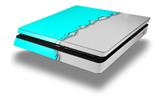 Vinyl Decal Skin Wrap compatible with Sony PlayStation 4 Slim Console Ripped Colors Neon Teal Gray (PS4 NOT INCLUDED)