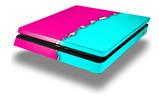 Vinyl Decal Skin Wrap compatible with Sony PlayStation 4 Slim Console Ripped Colors Hot Pink Neon Teal (PS4 NOT INCLUDED)