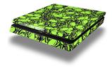 Vinyl Decal Skin Wrap compatible with Sony PlayStation 4 Slim Console Scattered Skulls Neon Green (PS4 NOT INCLUDED)