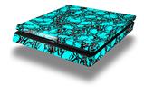 Vinyl Decal Skin Wrap compatible with Sony PlayStation 4 Slim Console Scattered Skulls Neon Teal (PS4 NOT INCLUDED)