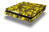 Vinyl Decal Skin Wrap compatible with Sony PlayStation 4 Slim Console Scattered Skulls Yellow (PS4 NOT INCLUDED)