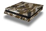 Vinyl Decal Skin Wrap compatible with Sony PlayStation 4 Slim Console HEX Mesh Camo 01 Brown (PS4 NOT INCLUDED)