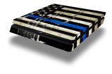 Vinyl Decal Skin Wrap compatible with Sony PlayStation 4 Slim Console Painted Faded Cracked Blue Line Stripe USA American Flag (PS4 NOT INCLUDED)