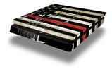 Vinyl Decal Skin Wrap compatible with Sony PlayStation 4 Slim Console Painted Faded and Cracked Red Line USA American Flag (PS4 NOT INCLUDED)