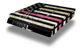 Vinyl Decal Skin Wrap compatible with Sony PlayStation 4 Slim Console Painted Faded and Cracked Pink Line USA American Flag (PS4 NOT INCLUDED)