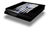 Vinyl Decal Skin Wrap compatible with Sony PlayStation 4 Slim Console Brushed USA American Flag Blue Line (PS4 NOT INCLUDED)