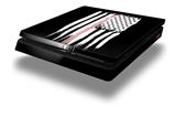 Vinyl Decal Skin Wrap compatible with Sony PlayStation 4 Slim Console Brushed USA American Flag Pink Line (PS4 NOT INCLUDED)
