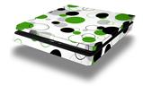 Vinyl Decal Skin Wrap compatible with Sony PlayStation 4 Slim Console Lots of Dots Green on White (PS4 NOT INCLUDED)