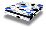 Vinyl Decal Skin Wrap compatible with Sony PlayStation 4 Slim Console Lots of Dots Blue on White (PS4 NOT INCLUDED)