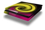 Vinyl Decal Skin Wrap compatible with Sony PlayStation 4 Slim Console Alecias Swirl 01 Yellow (PS4 NOT INCLUDED)