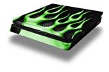 Vinyl Decal Skin Wrap compatible with Sony PlayStation 4 Slim Console Metal Flames Green (PS4 NOT INCLUDED)