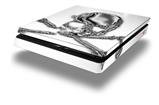 Vinyl Decal Skin Wrap compatible with Sony PlayStation 4 Slim Console Chrome Skull on White (PS4 NOT INCLUDED)