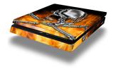 Vinyl Decal Skin Wrap compatible with Sony PlayStation 4 Slim Console Chrome Skull on Fire (PS4 NOT INCLUDED)