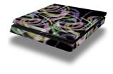 Vinyl Decal Skin Wrap compatible with Sony PlayStation 4 Slim Console Neon Swoosh on Black (PS4 NOT INCLUDED)