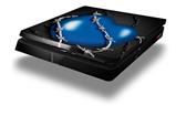 Vinyl Decal Skin Wrap compatible with Sony PlayStation 4 Slim Console Barbwire Heart Blue (PS4 NOT INCLUDED)