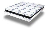 Vinyl Decal Skin Wrap compatible with Sony PlayStation 4 Slim Console Pastel Butterflies Blue on White (PS4 NOT INCLUDED)