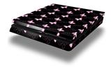 Vinyl Decal Skin Wrap compatible with Sony PlayStation 4 Slim Console Pastel Butterflies Pink on Black (PS4 NOT INCLUDED)