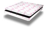 Vinyl Decal Skin Wrap compatible with Sony PlayStation 4 Slim Console Pastel Butterflies Pink on White (PS4 NOT INCLUDED)