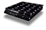 Vinyl Decal Skin Wrap compatible with Sony PlayStation 4 Slim Console Pastel Butterflies Purple on Black (PS4 NOT INCLUDED)