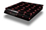 Vinyl Decal Skin Wrap compatible with Sony PlayStation 4 Slim Console Pastel Butterflies Red on Black (PS4 NOT INCLUDED)