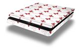 Vinyl Decal Skin Wrap compatible with Sony PlayStation 4 Slim Console Pastel Butterflies Red on White (PS4 NOT INCLUDED)