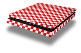 Vinyl Decal Skin Wrap compatible with Sony PlayStation 4 Slim Console Checkered Canvas Red and White (PS4 NOT INCLUDED)