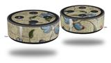 Skin Wrap Decal Set 2 Pack for Amazon Echo Dot 2 - Flowers and Berries Blue (2nd Generation ONLY - Echo NOT INCLUDED)