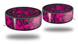 Skin Wrap Decal Set 2 Pack for Amazon Echo Dot 2 - Scattered Skulls Hot Pink (2nd Generation ONLY - Echo NOT INCLUDED)