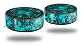 Skin Wrap Decal Set 2 Pack for Amazon Echo Dot 2 - Scattered Skulls Neon Teal (2nd Generation ONLY - Echo NOT INCLUDED)