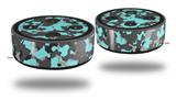 Skin Wrap Decal Set 2 Pack for Amazon Echo Dot 2 - WraptorCamo Old School Camouflage Camo Neon Teal (2nd Generation ONLY - Echo NOT INCLUDED)